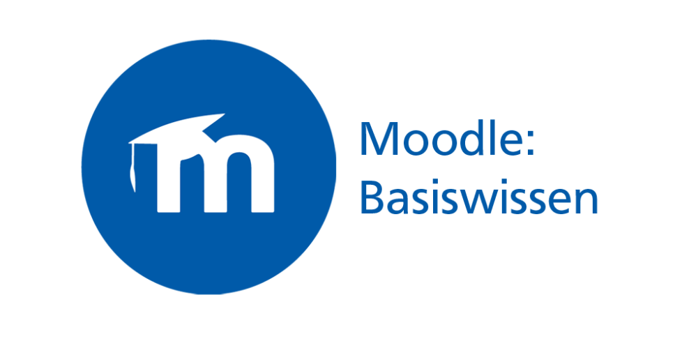 Foto: Moodle-Logo mit Schriftzug "Moodle: Basiswissen" 