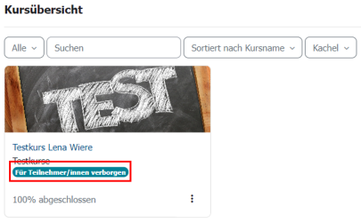 Info Kurs verborgen im Dashboard