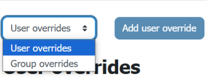 Dropdown menu for selecting user or group overrides