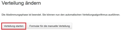 Zu sehen sind die Buttons "Verteilung starten" und "Formular für die manuelle Verteilung".