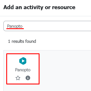 The panopto activity within the activities overview