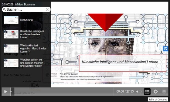 Foto: Screenshot -Beispiel für Inhaltsverzeichnis im Video (erstellt mit Camtasia)