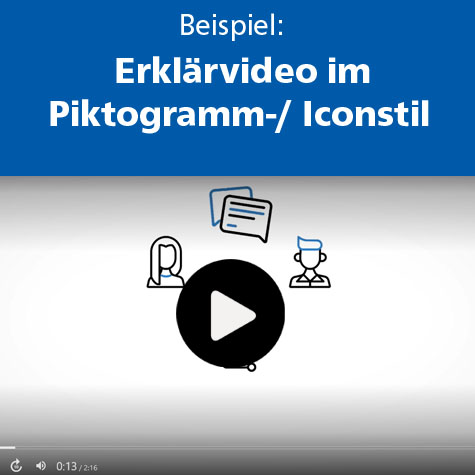 Foto: Screenshot von Beispiel für ein Erklärvideo im Piktogramm-/Iconstil.