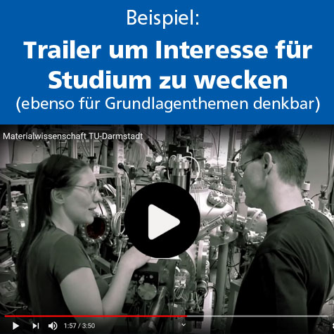 Foto: Screenshot von Beispiel für einen Trailer, um Interesse für das Studium zu wecken.