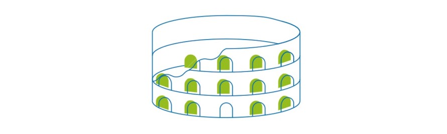 Grafik: Darstellung eines römischen Forums, wie z.B. das Kolloseum